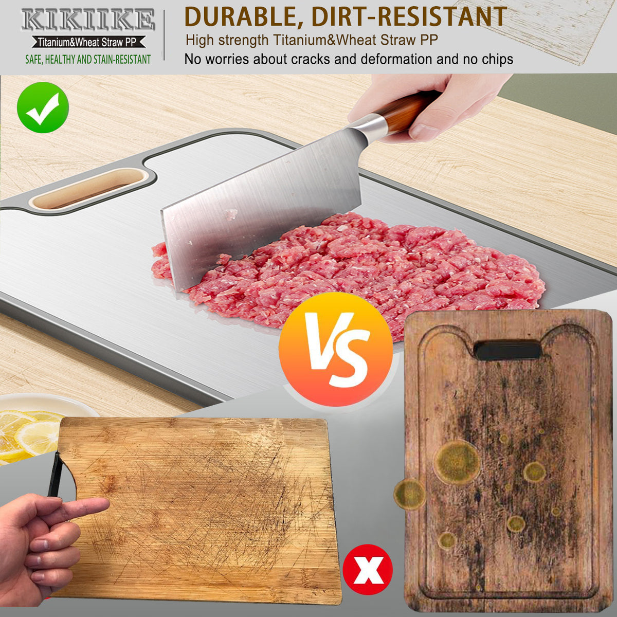 Titanium Cutting Board Double Sided Pure Titanium Cutting Boards for Kitchen