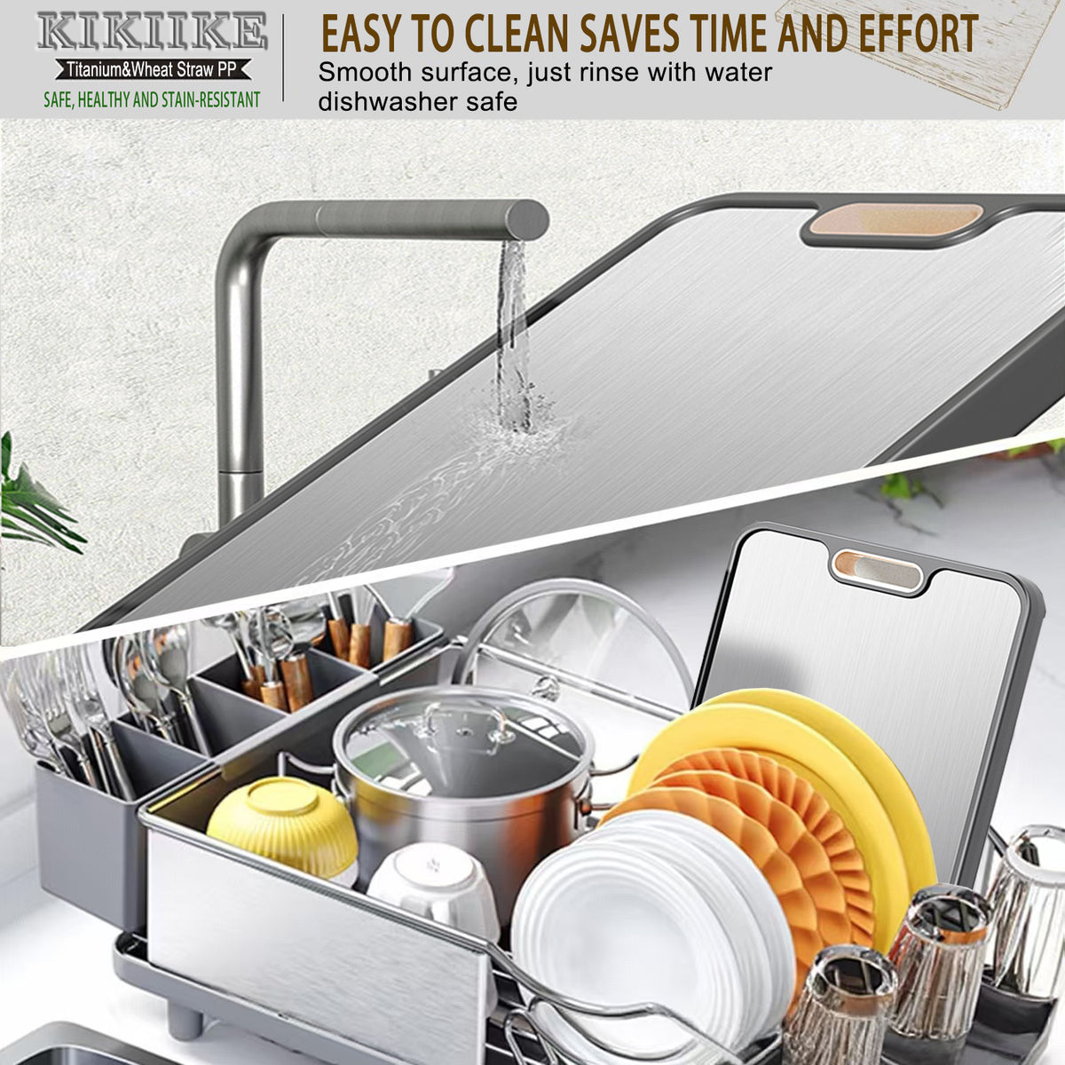 Titanium Cutting Board Double Sided Pure Titanium Cutting Boards for Kitchen